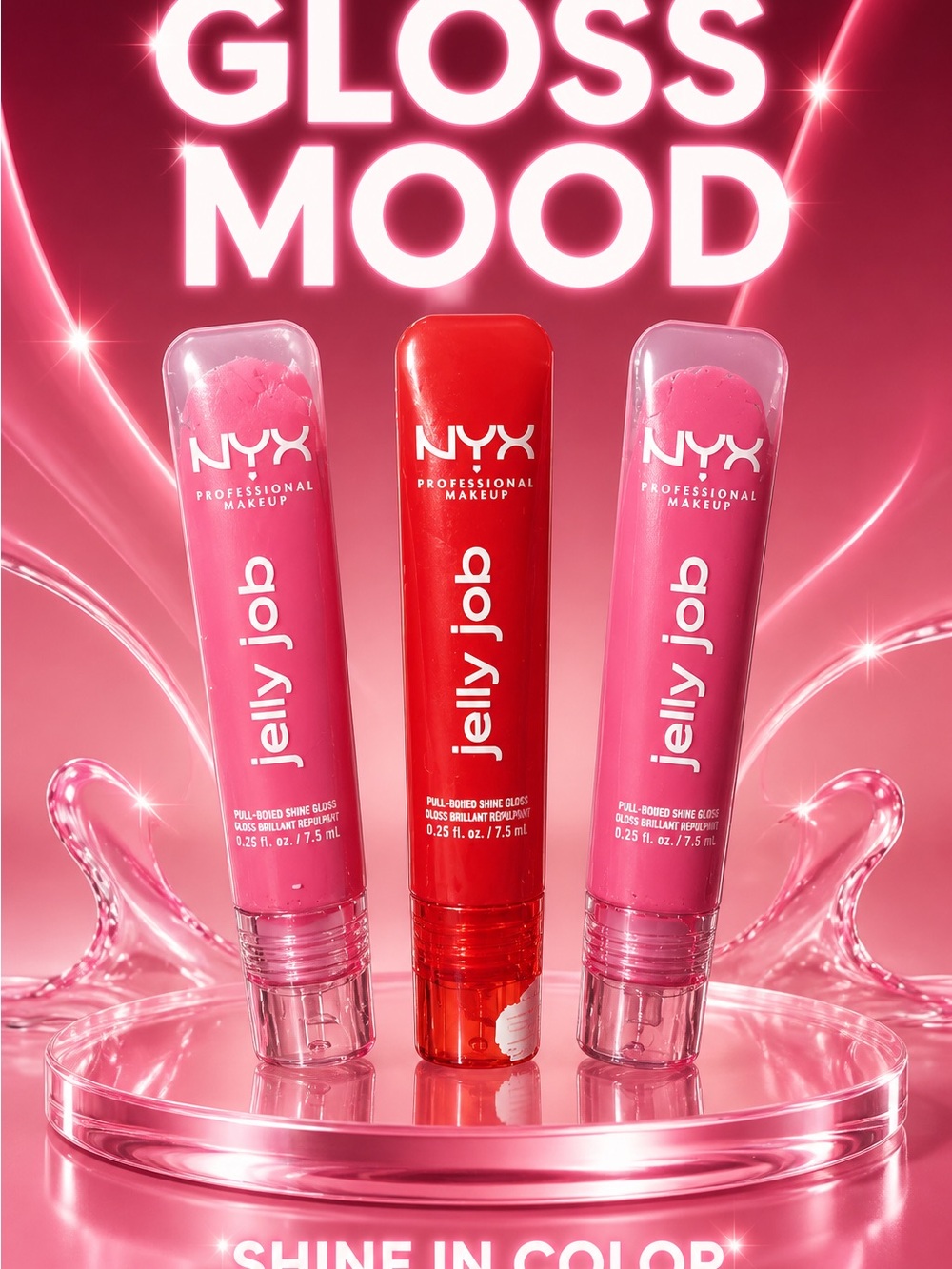 (3-Pack) NYX Jelly Job Lip Gloss Trio — Hot Pink & Bright Red